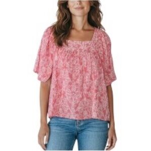 Style & Co. Pink Coral Floral 100% Cotton Women's Top Blouse XXL